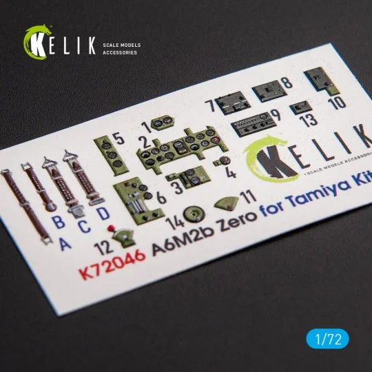 A6M2B Zero - interior 3D decals for Tamiya kit - Kelik K72046