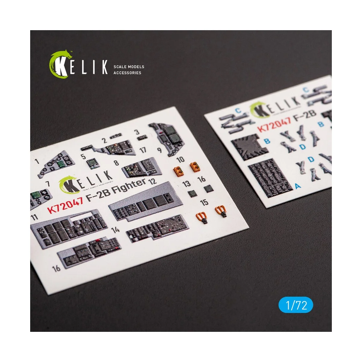 JASDF F-2B Fighter interior 3D decals for FineMolds kit, 1/72 - Kel...