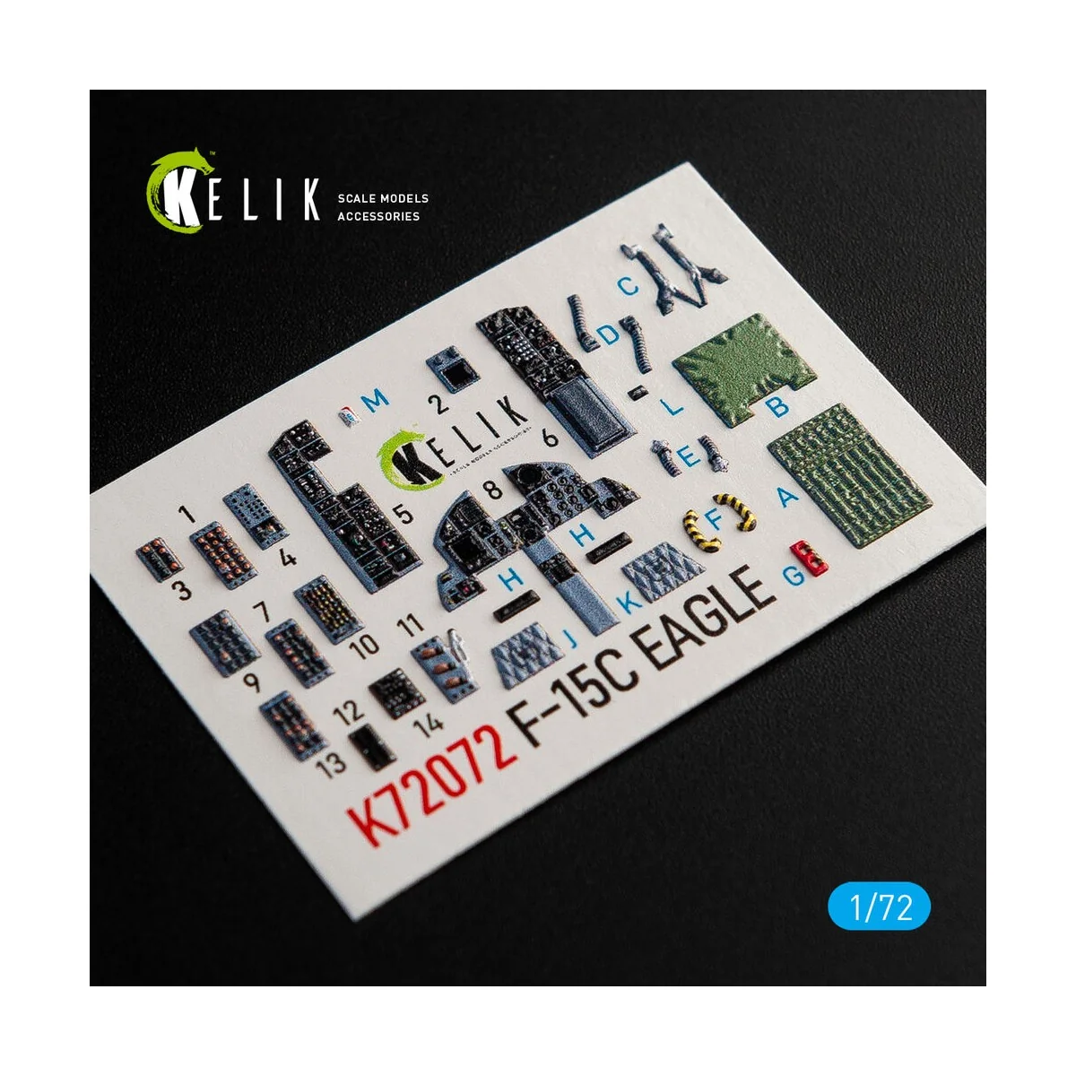 F-15C Strike Eagle interior 3D decals for Hasegawa kit, 1/72 - Keli...