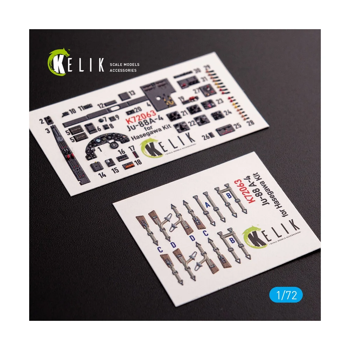 Junkers JU 88 A-4 interior 3D decals for Hasegawa kit, 1/72 - Kelik...