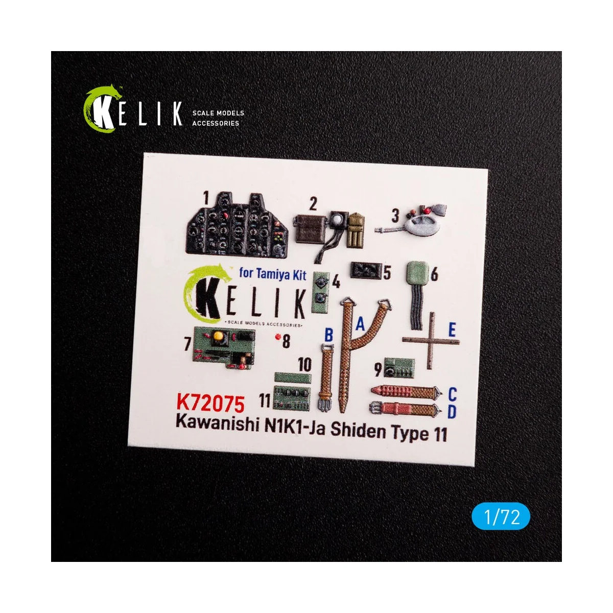 N1K1-Ja Shiden Type 11 interior 3D decals for Tamiya kit, 1/72 - Ke...