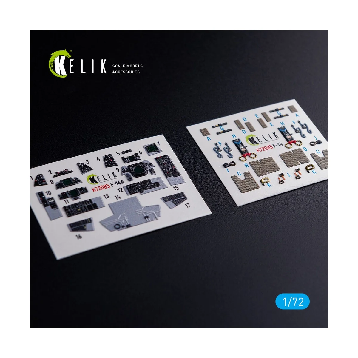 F-14A Tomcat - interior 3D decals for Hasegawa kit, 1/72 - Kelik K7...