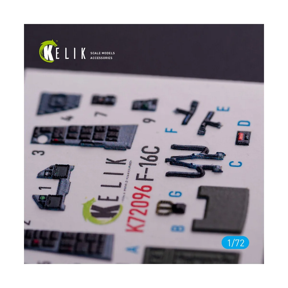 F-16C - interior 3D decals for Hasegawa kit, 1/72 - Kelik K72096