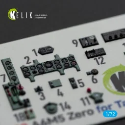 A6M5 Zero - interior 3D decals for Tamiya kit, 1/72 - Kelik K72099