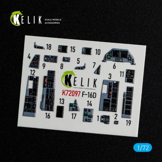 F-16D interior 3D decals for Revell kit, 1/72 - Kelik K72097