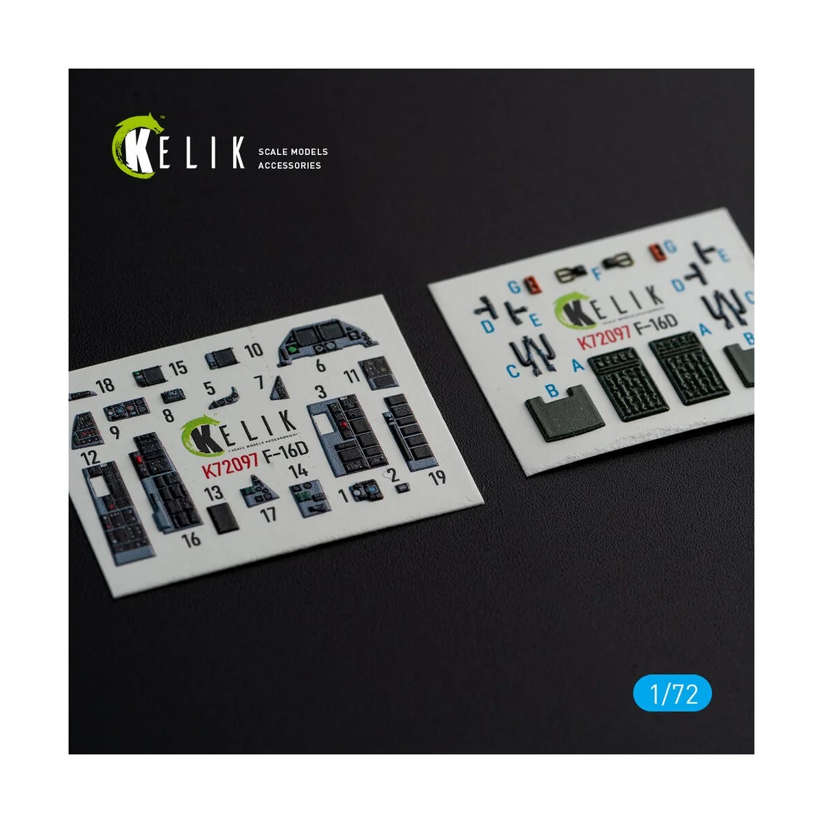 F-16D interior 3D decals for Revell kit, 1/72 - Kelik K72097