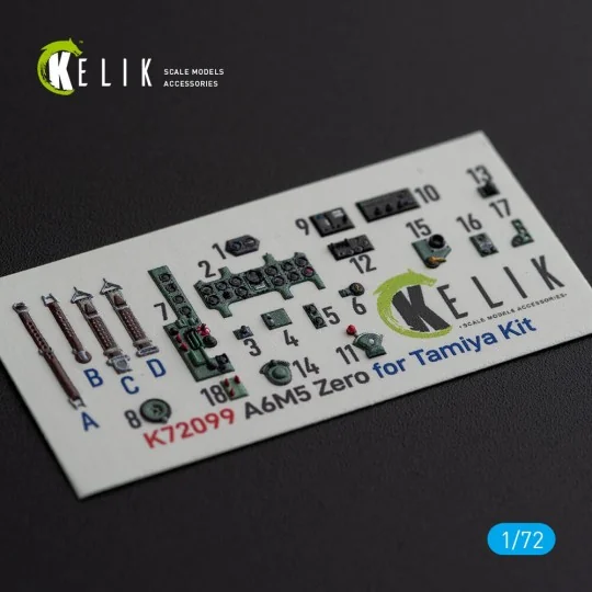 A6M5 Zero - interior 3D decals for Tamiya kit - Kelik K72099