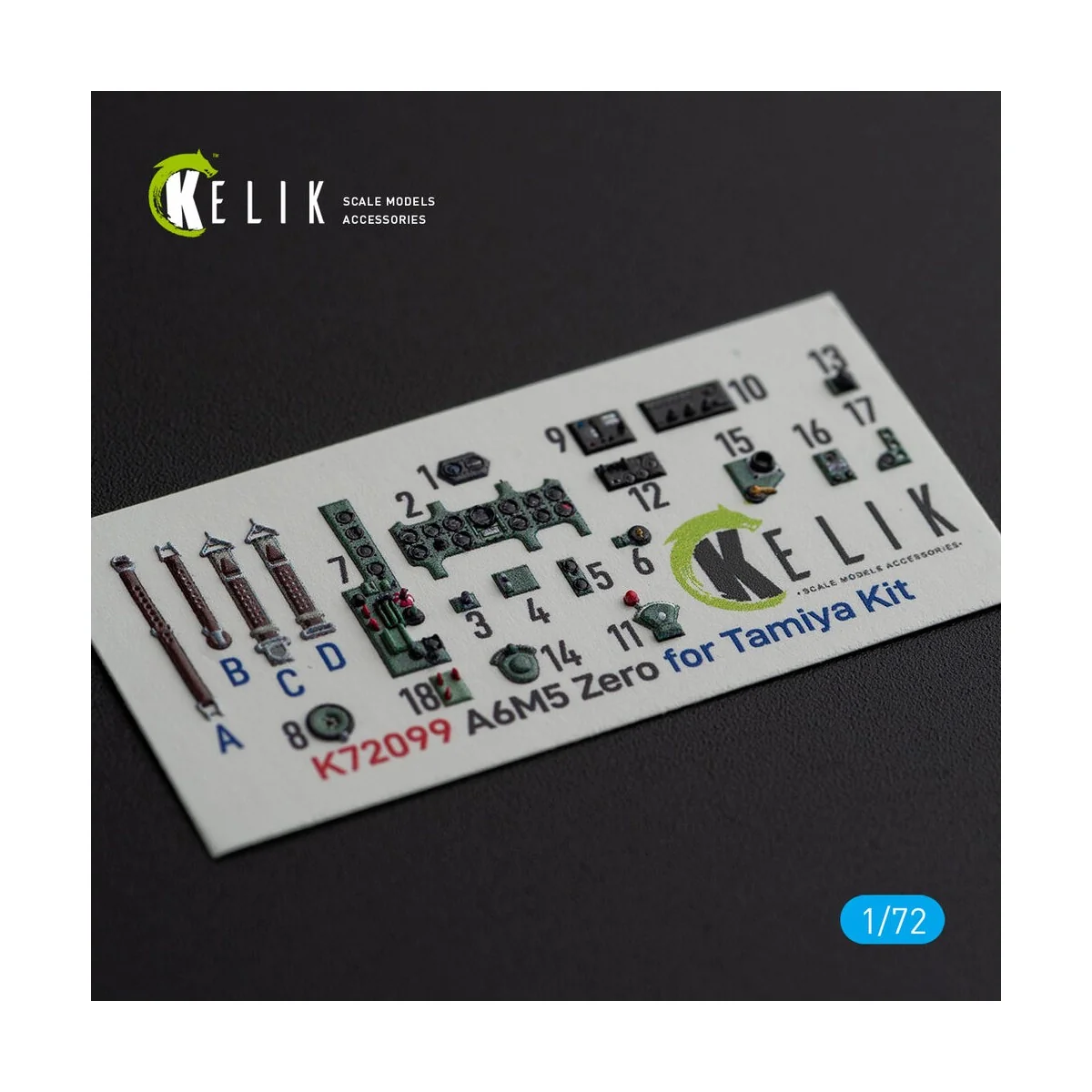 A6M5 Zero - interior 3D decals for Tamiya kit - Kelik K72099