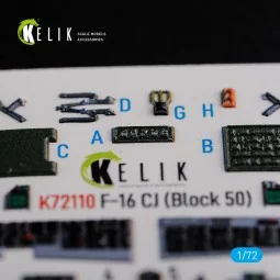 F-16 CJ (Block 50) interior 3D decals for Tamiya kit - Kelik K72110