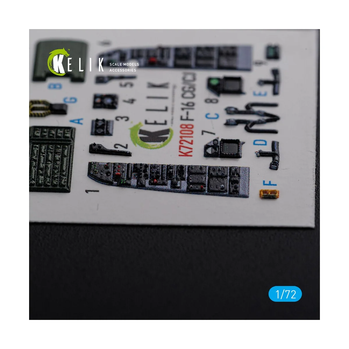F-16 CG/CJ interior 3D decals for Academy kit, 1/72 - Kelik K72108