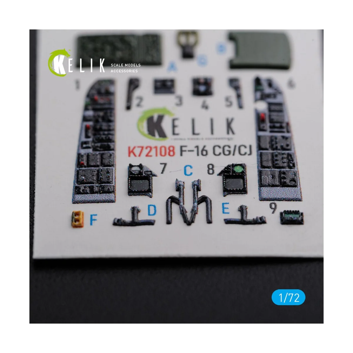 F-16 CG/CJ interior 3D decals for Academy kit - Kelik K72108