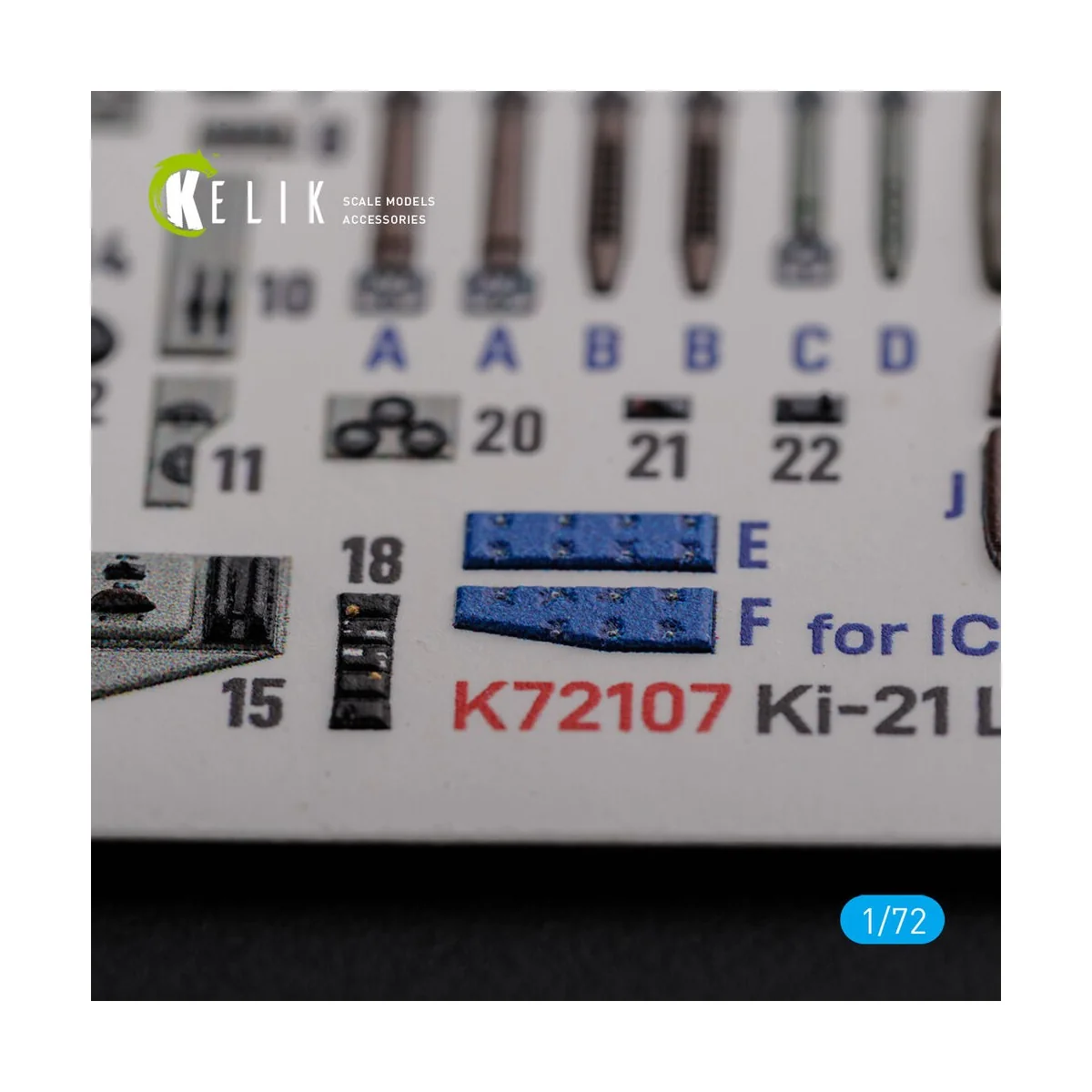 KI-21 interior 3D decals for ICM kit, 1/72 - Kelik K72107