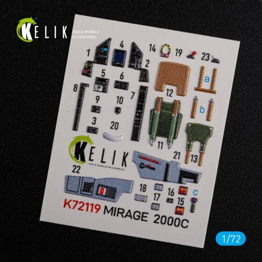 Mirage 2000C interior 3D decals forModelSvit kit, 1/72 - Kelik K72119