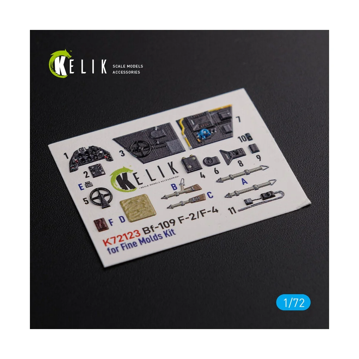 BF109-F2/F4 interior 3D decals for Fine Molds kit, 1/72 - Kelik K72123