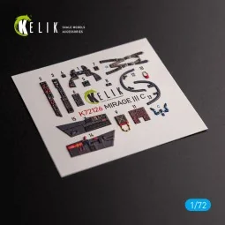 MIRAGE III C - interior 3D decals for Modelsvit kit, 1/72 - Kelik K...