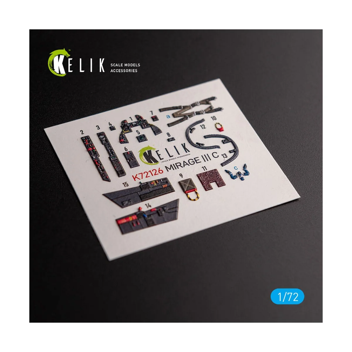 MIRAGE III C - interior 3D decals for Modelsvit kit, 1/72 - Kelik K...