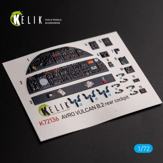 AVRO VULCAN B.2 Rear cockpit - interior 3D decals for Airfix kit, 1...