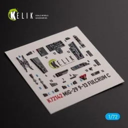 Mig-29 Fulcrum-C 9-13 interior 3D decals for GWH kit - Kelik K72142