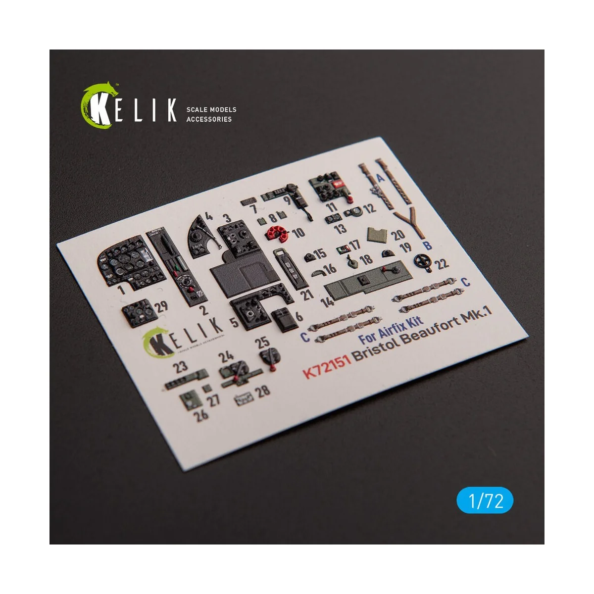 Bristol Beaufort Mk.1 - interior 3D decals for Airfix kit - Kelik K...