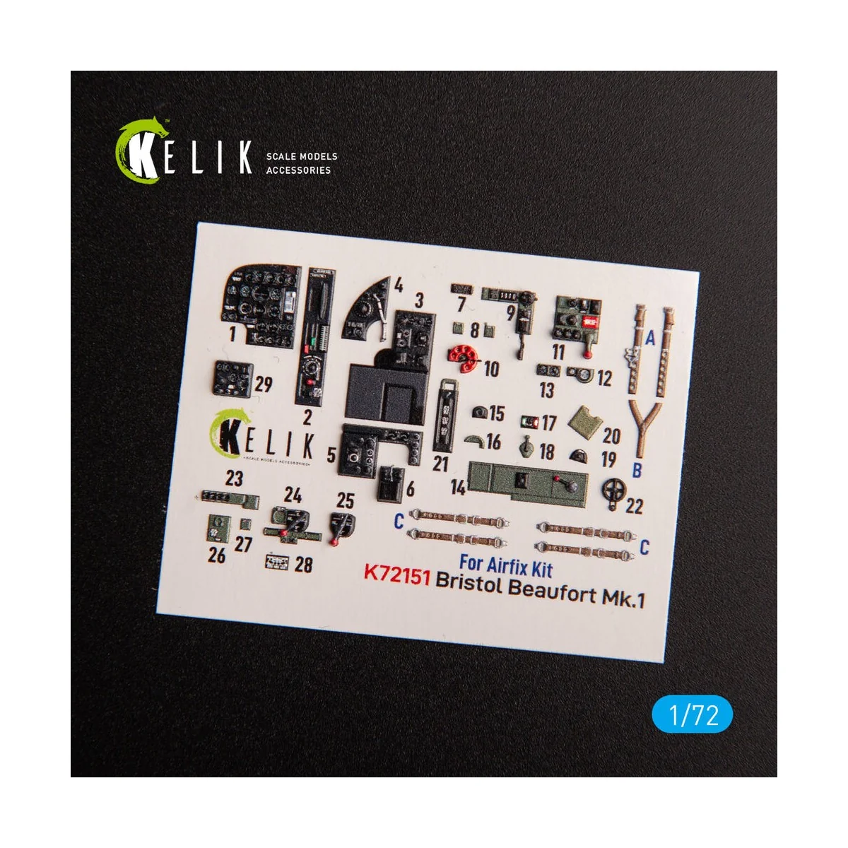 Bristol Beaufort Mk.1 - interior 3D decals for Airfix kit, 1/72 - K...