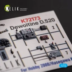 Dewoitine D.520 - interior 3D decals for Hobby 2000/Hasegawa kit, 1...