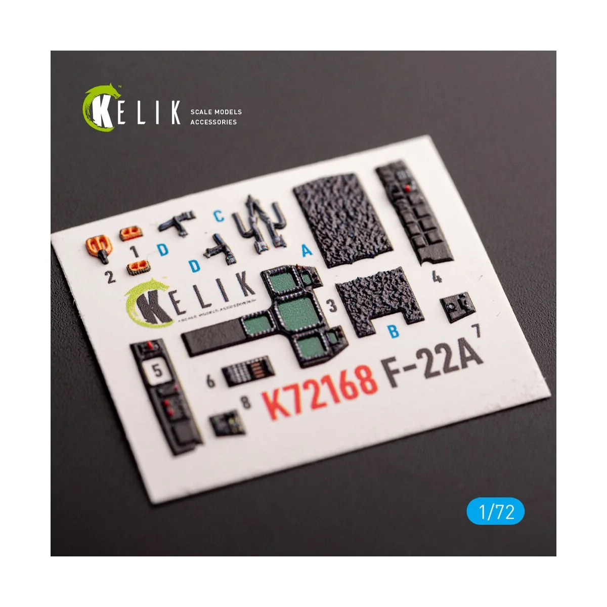 F-22A Raptor - interior 3D decals for Academy kit, 1/72 - Kelik K72168