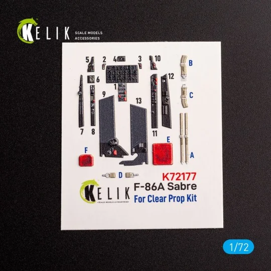 F-86A Sabre - interior 3D decals for ClearProp kit - Kelik K72177