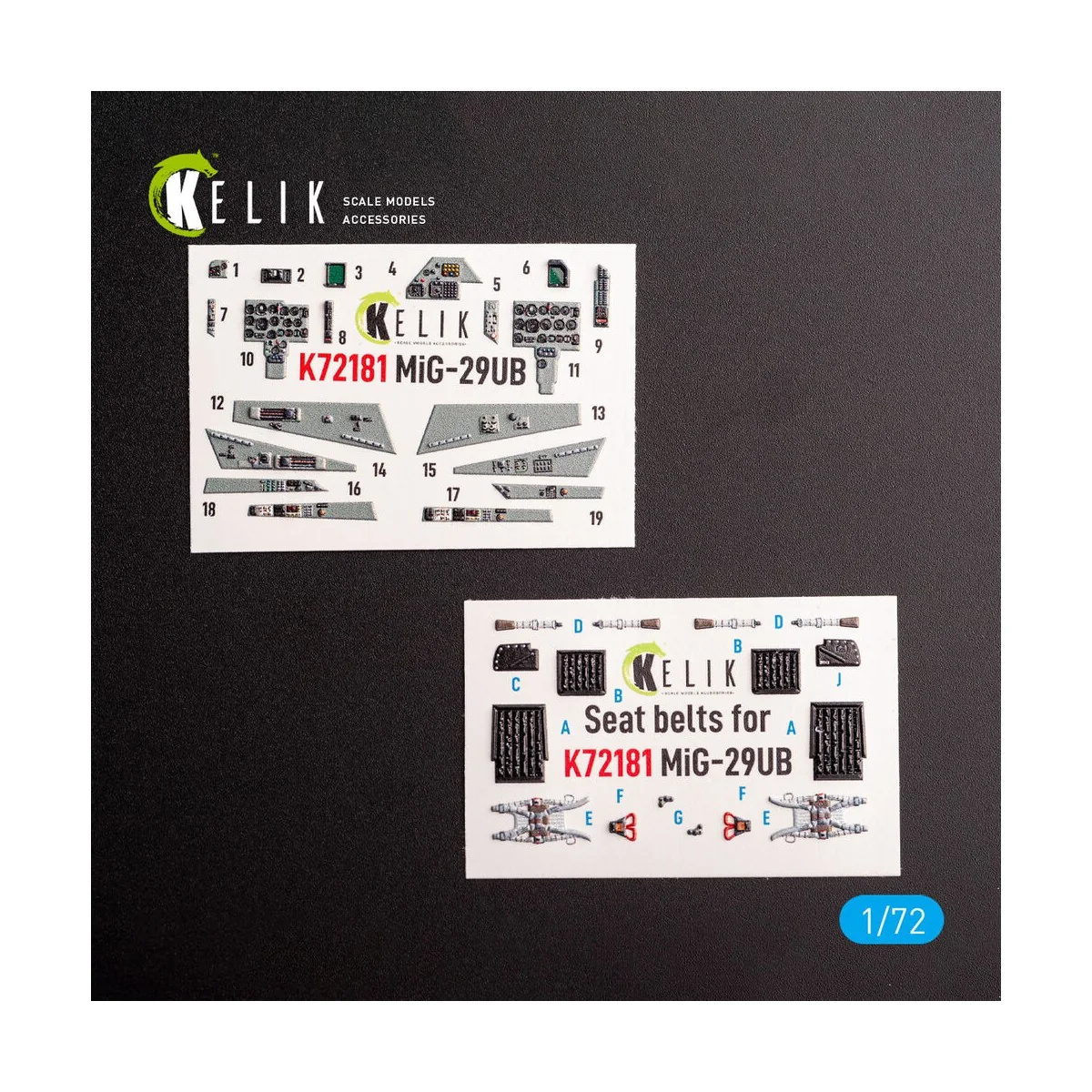 MiG-29UB - interior 3D decals for IBG models kit, 1/72 - Kelik K72181