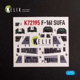 F-16I - interior 3D decals for Hasegawa kit - Kelik K72195