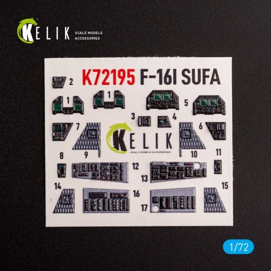 F-16I - interior 3D decals for Hasegawa kit, 1/72 - Kelik K72195
