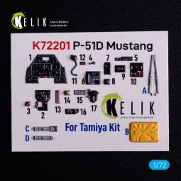 P-51D Mustang - interior 3D decals for Tamiya kit - Kelik K72201