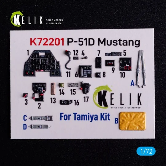 P-51D Mustang - interior 3D decals for Tamiya kit - Kelik K72201