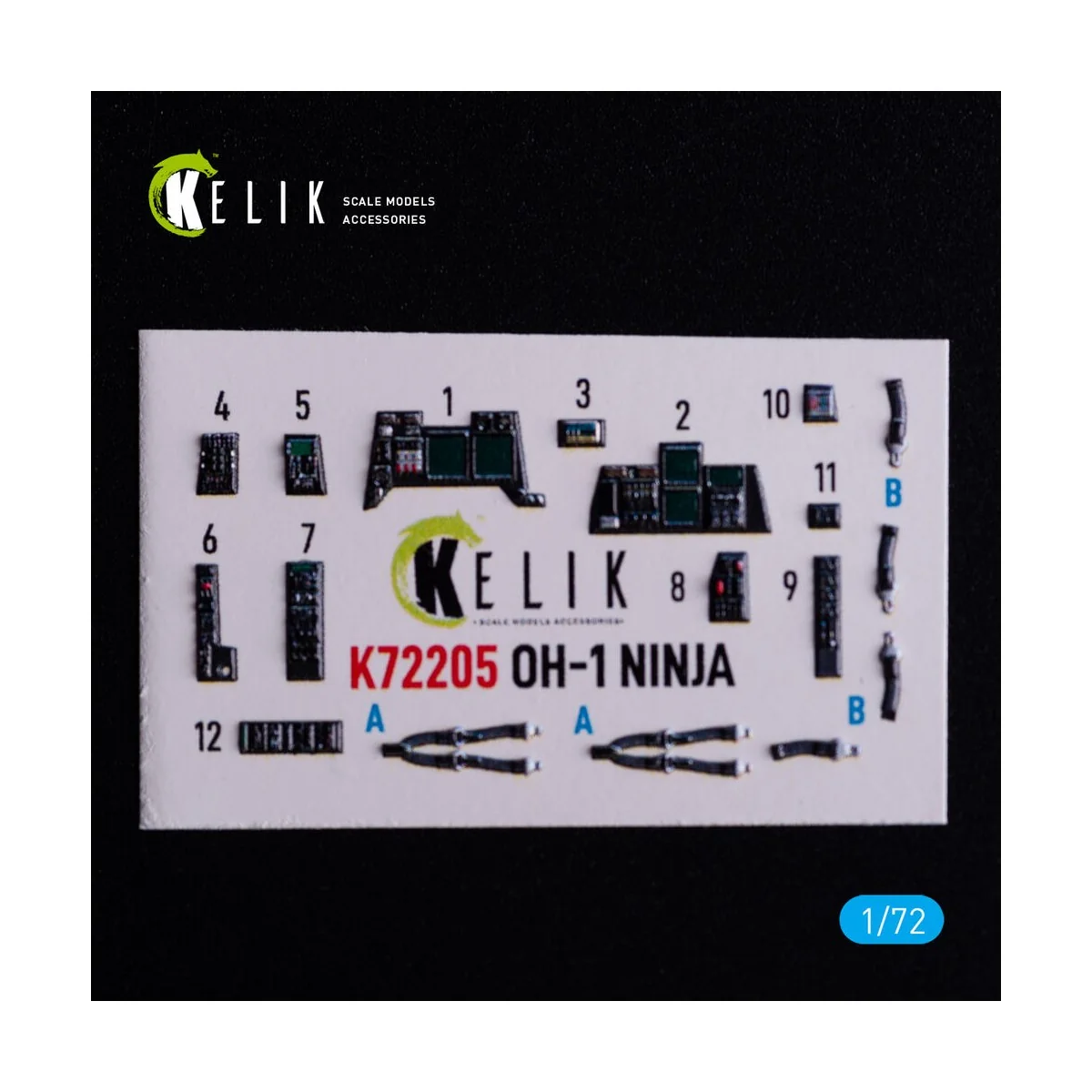 OH-1 NINJA - interior 3D decals for Aoshima kit, 1/72 - Kelik K72205