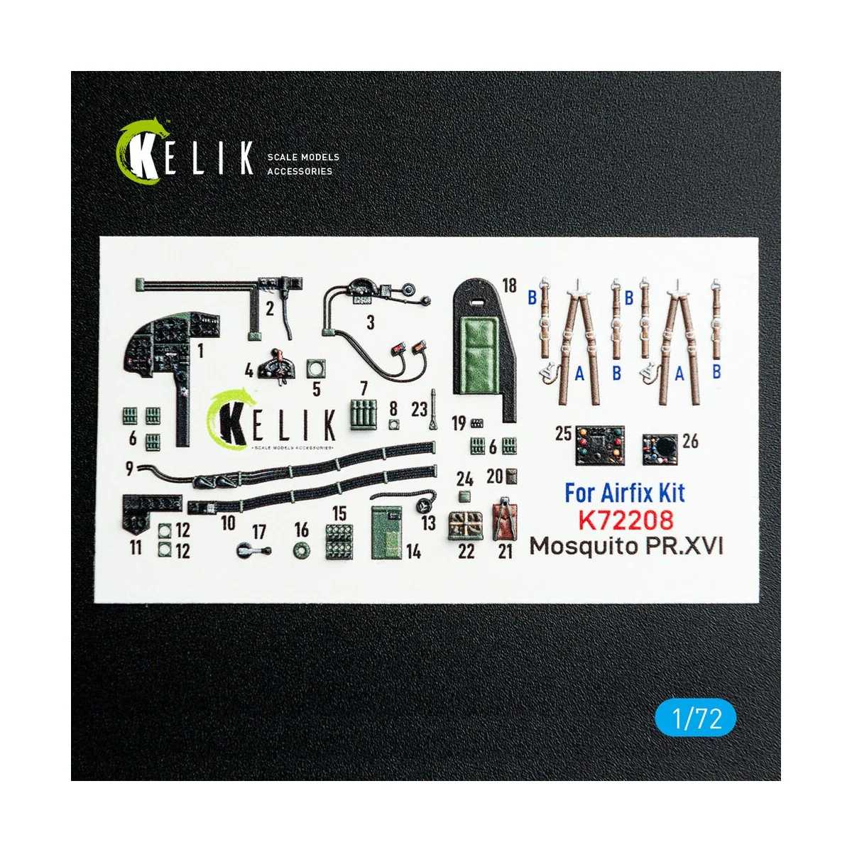 Mosquito PR.XVI - interior 3D decals for Airfix kit, 1/72 - Kelik K...
