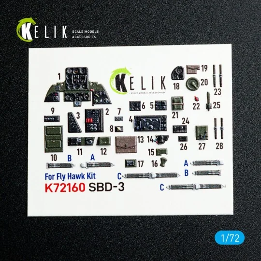 SBD-3 Dauntless - interior 3D decals for FlyHawk kit - Kelik K72160 SBD-3 Dauntless - interior 3D decals for FlyHawk kit - Kelik K72160