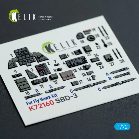 SBD-3 Dauntless - interior 3D decals for FlyHawk kit, 1/72 - Kelik ...