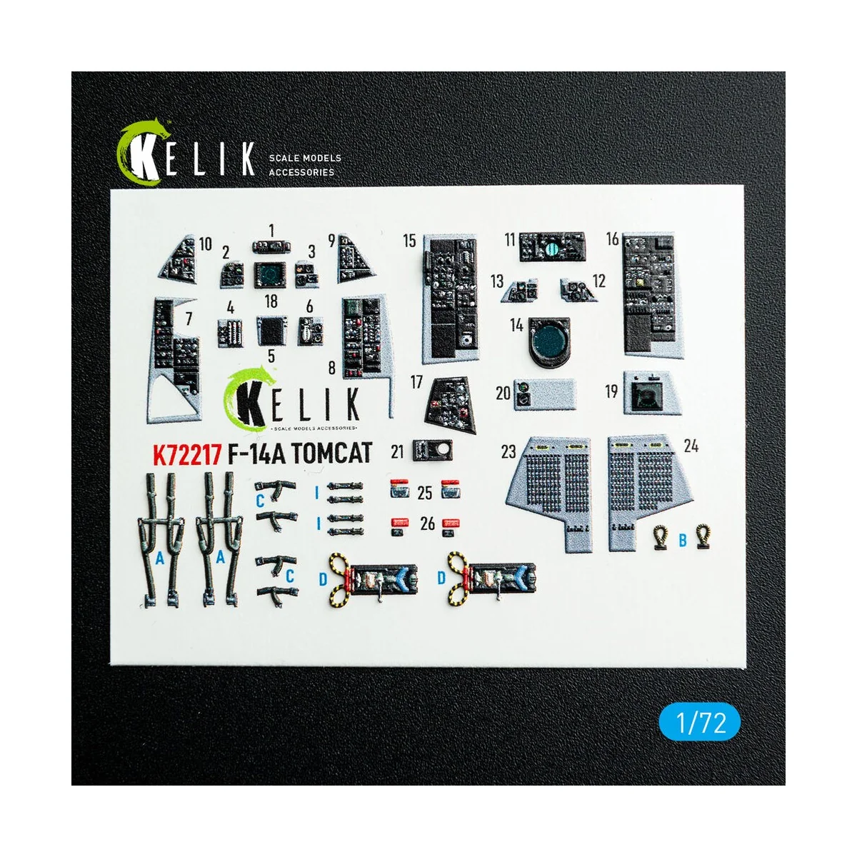 F-14A Tomcat - interior 3D decals for HobbyBoss kit, 1/72 - Kelik K...