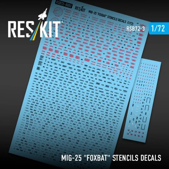 MiG-25 Foxbat Stencils Decals, 1/72 - ResKit Models RSB72-0003 MiG-25 Foxbat Stencils Decals, 1/72 - ResKit Models RSB72-0003