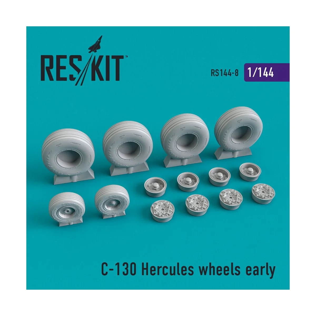 C-130 Hercules wheels set early version, 1/144 - ResKit Models RS14... C-130 Hercules wheels set early version, 1/144 - ResKit Models RS14...