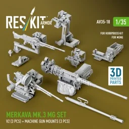 Merkava Mk.3 MG set, V2 (3 pcs) + machine gun mounts (3 pcs) for Me...