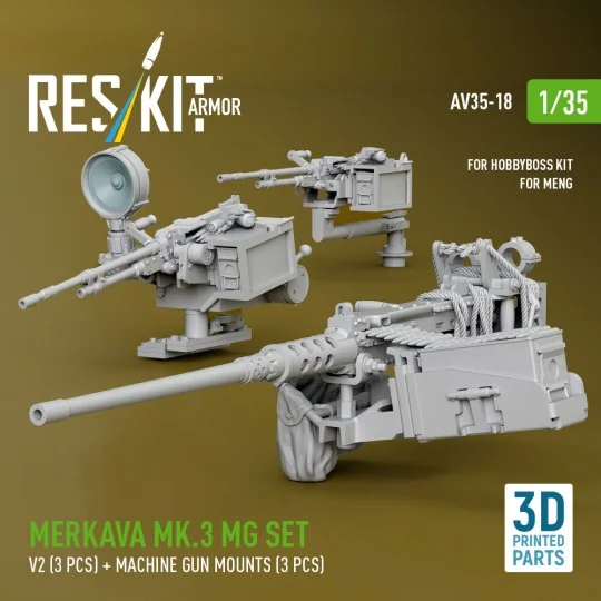 Merkava Mk.3 MG set, V2 (3 pcs) + machine gun mounts (3 pcs) for Me... Merkava Mk.3 MG set, V2 (3 pcs) + machine gun mounts (3 pcs) for Me...