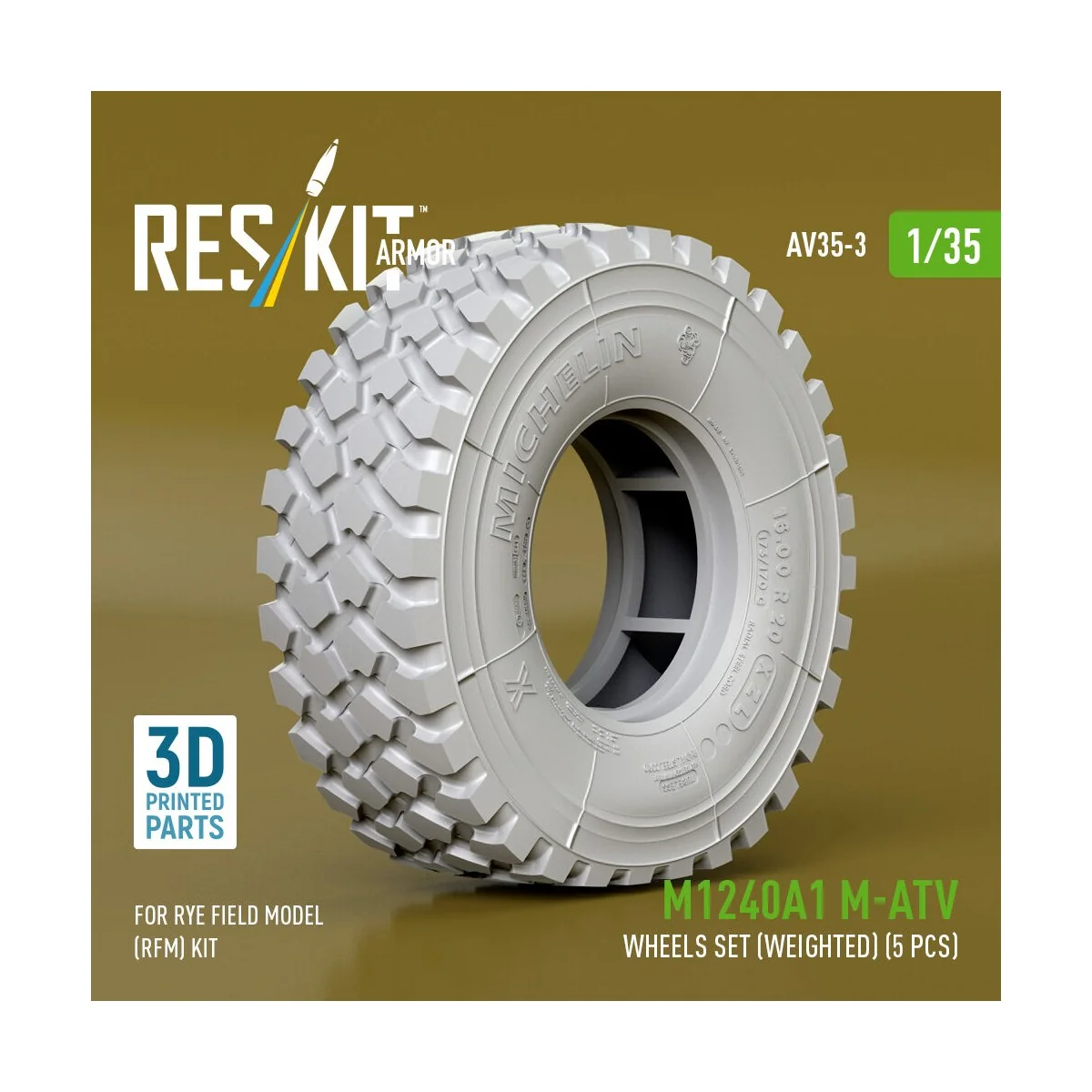 M1240A1 M-ATV wheels set (weighted) (5 pcs) for Rye Field Model (RF... M1240A1 M-ATV wheels set (weighted) (5 pcs) for Rye Field Model (RF...