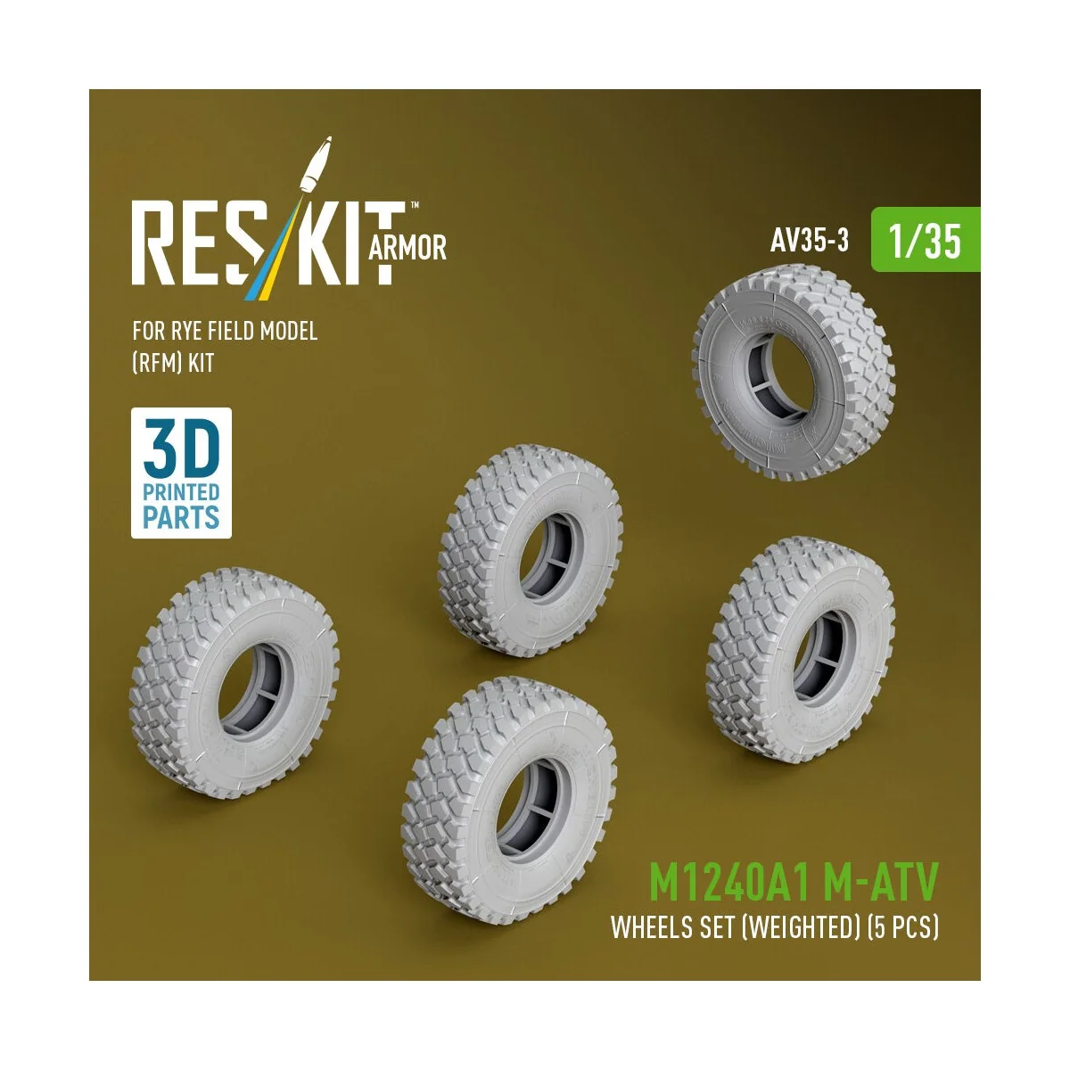 M1240A1 M-ATV wheels set (weighted) (5 pcs) for Rye Field Model (RF...