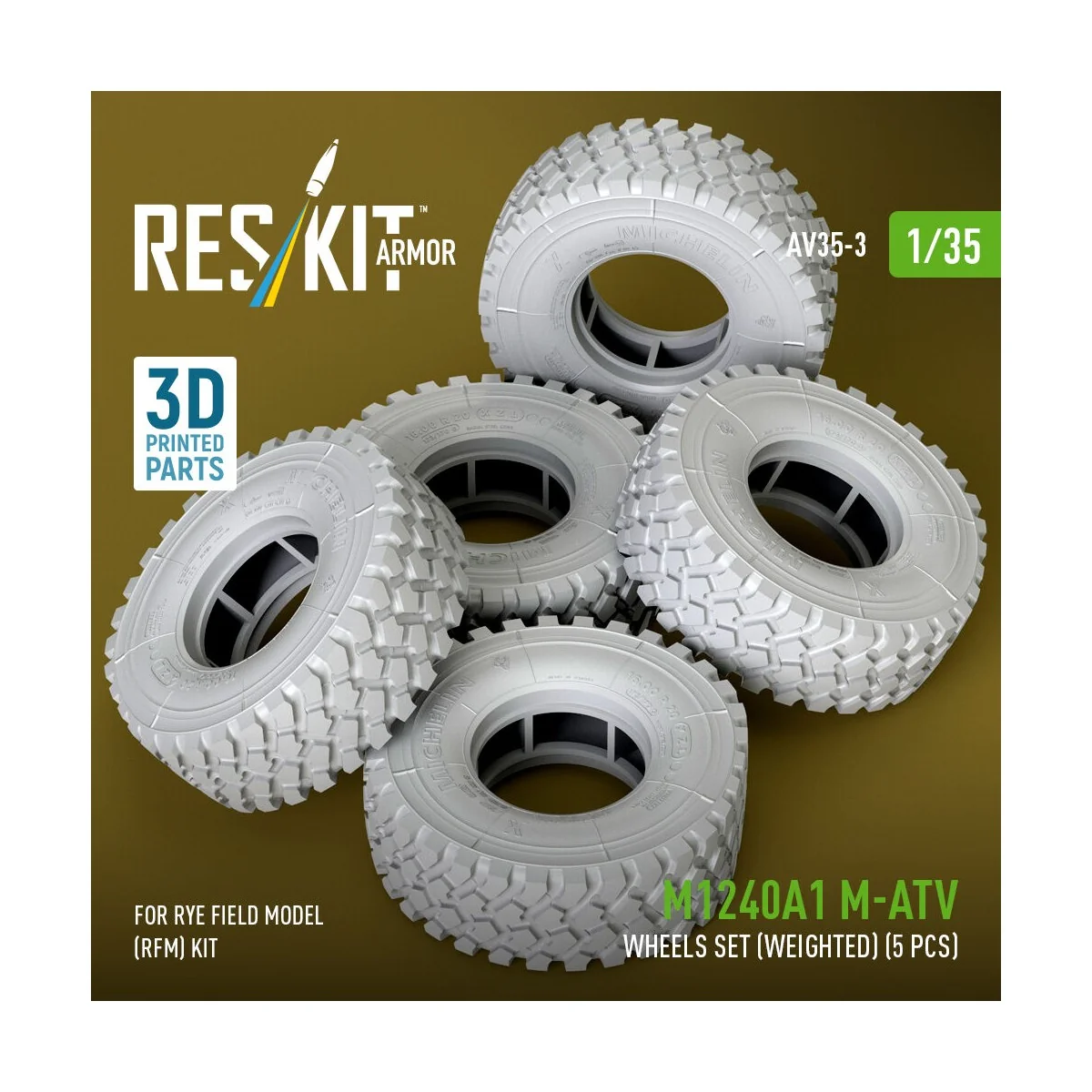 M1240A1 M-ATV wheels set (weighted) (5 pcs) for Rye Field Model (RF... M1240A1 M-ATV wheels set (weighted) (5 pcs) for Rye Field Model (RF...