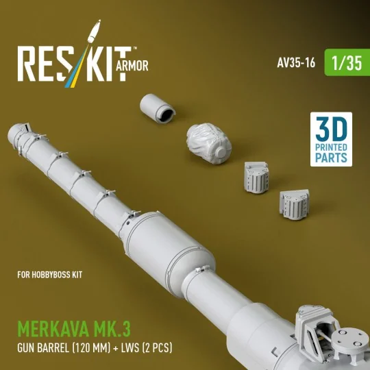 Merkava Mk.3 gun barrel (120 mm) + LWS (2 pcs) for HobbyBoss Kit (3... Merkava Mk.3 gun barrel (120 mm) + LWS (2 pcs) for HobbyBoss Kit (3...