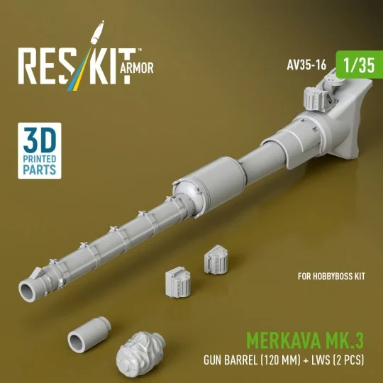 Merkava Mk.3 gun barrel (120 mm) + LWS (2 pcs) for HobbyBoss Kit (3... Merkava Mk.3 gun barrel (120 mm) + LWS (2 pcs) for HobbyBoss Kit (3...