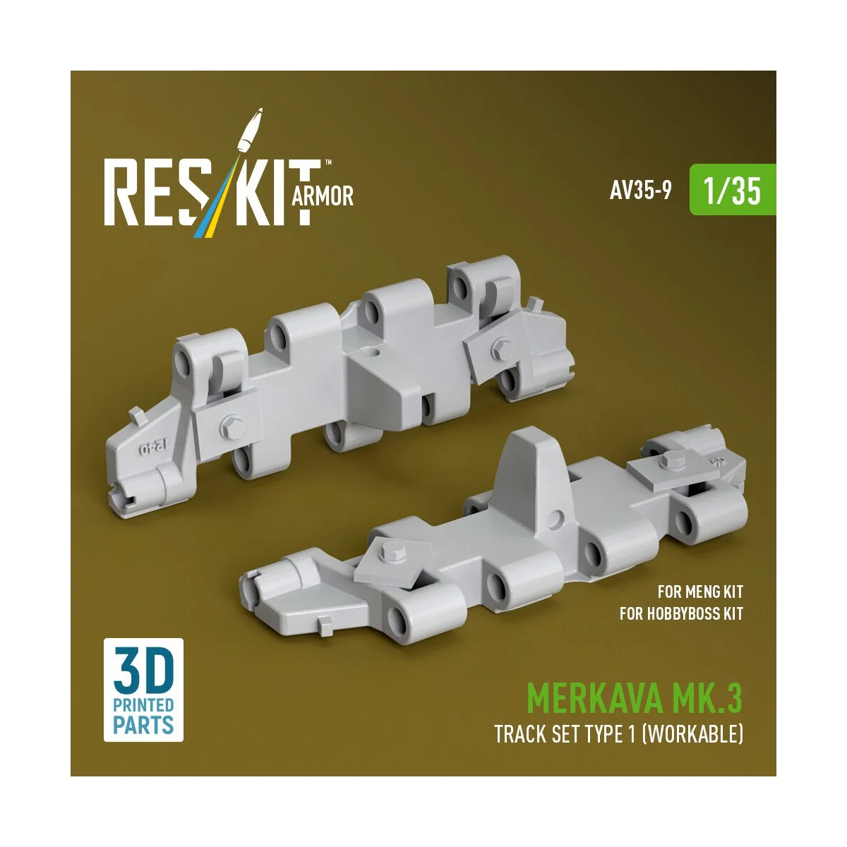Merkava Mk.3 track set Type 1 (Workable) for Meng/HobbyBoss kit (3D...