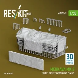 Merkava Mk.3 turret basket w/working chains for Meng kit (3D Printe...