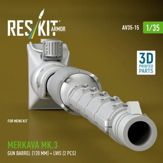 Merkava Mk.3 gun barrel (120 mm) + LWS (2 pcs) for Meng Kit (3D Pri... Merkava Mk.3 gun barrel (120 mm) + LWS (2 pcs) for Meng Kit (3D Pri...