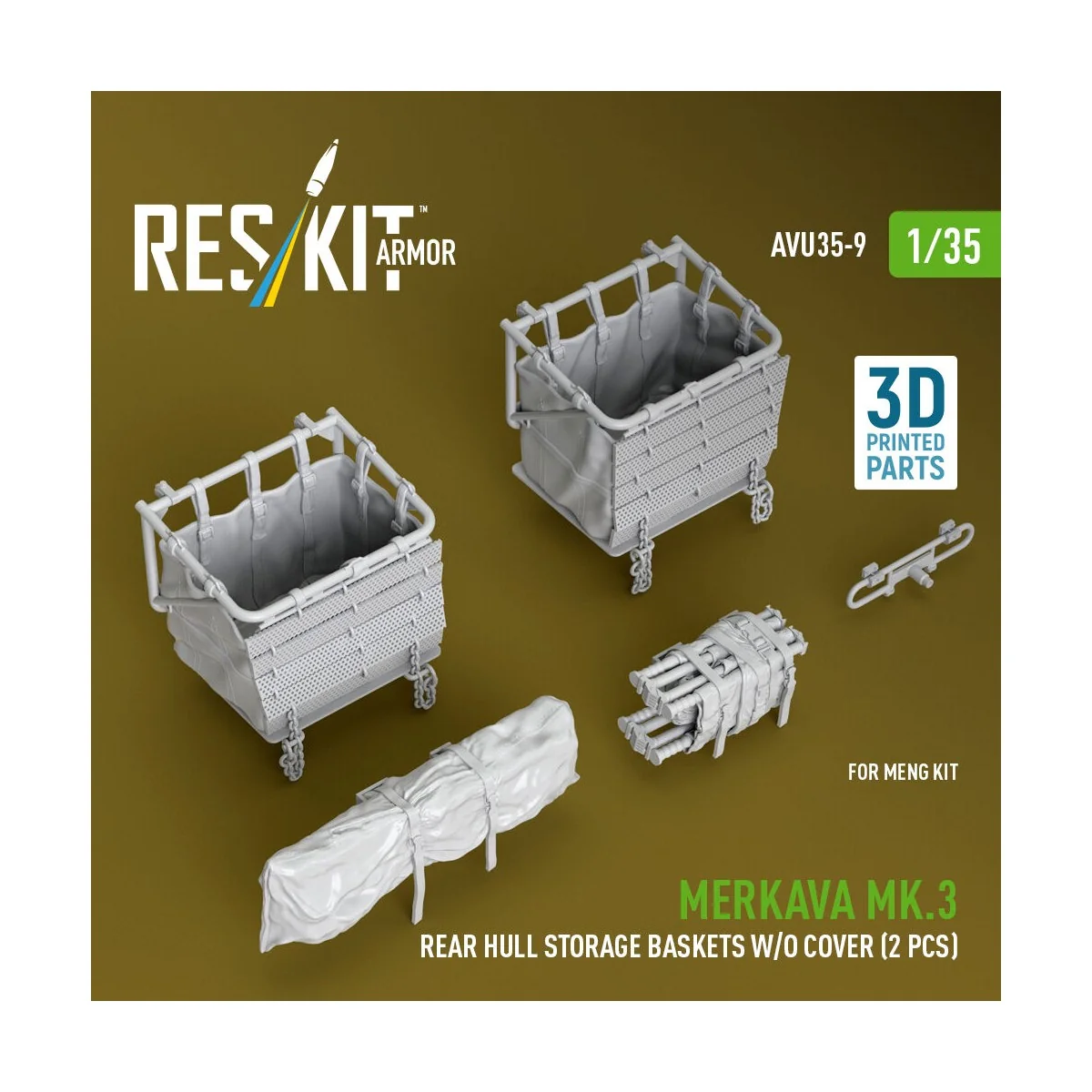 Merkava Mk.3 rear hull storage baskets w/o cover (2 pcs) for Meng k...